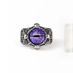 Teeragaj Unisex Stainless Steel Stone-Studded Eye Adjustable Finger Ring-image-50