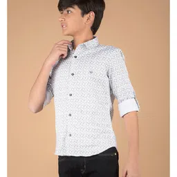 CRIMSOUNE CLUB Cotton Full Sleeves Abstract Printed Shirt - White image 4