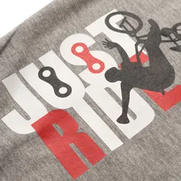 OHMS Single Jersey Full Length Lounge Pant With Text Print - Grey image 3