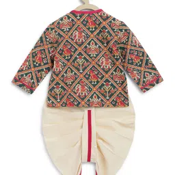 Tiber Taber Full Sleeves Patola Printed Kurta Dhoti Set - Green image 5