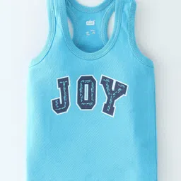 Simply Cotton Interlock Knit Sleeveless Vest Text Print Pack Of 3 - Red & Blue image 4