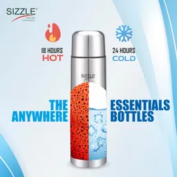 Sizzle ECKO 750 Double Wall Vacuum Insulated Bullet Flask With Bag 18 Hours Hot & 24 Hours Cold | Bullet Flask | Insulated Flask For Tea, Coffee & Beverages | 1 Pc -750 ml image 4