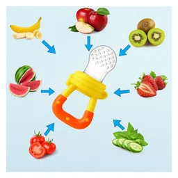 Badal Kidz Bpa Free 100 % Silicone Fruit Shape Teether And Fruit Feeder - Red&Yellow (Pack Of 2) image 4