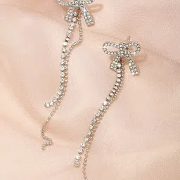 fimbul FIMBULSilver-Plated Rhinestone Studded Contemporary Drop Earrings-picture-28