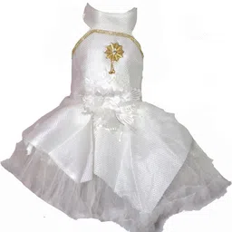 Samjho Fashion Girls White Embellished Halter Neck Georgette Fit & Flare Maxi Dress-image-0