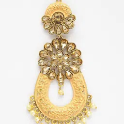 Anouk Gold-Plated Kundan Stone Studded & Pearls Beaded Enamelled Maang Tikka image 2