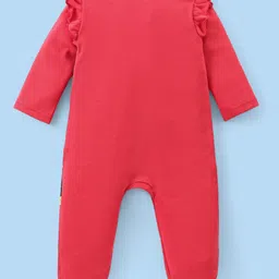 Babyhug Disney Interlock Full Sleeves Frill Detailed Sleep Suits With Minnie Mouse Graphics Pack Of 2 - Red & White image 5