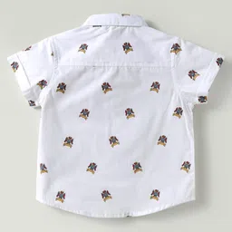 ToffyHouse Cotton Knit Half Sleeves Printed 3 Piece Party Suit With Bow - White & Golden image 5