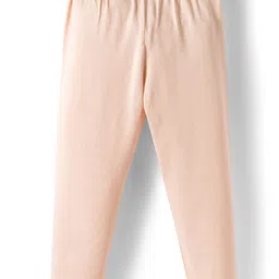 Babyhug Cotton Lycra Knit Full Length Solid Color Leggings With Stretch Pack of 3 - Beige & Navy Blue image 5