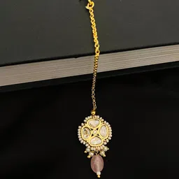 Anouk Gold-Plated Artificial Stones Studded Beaded Maang Tikka-picture-35