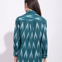 Pink Fort Women Abstract Printed Shirt Collar Cotton Top image 5