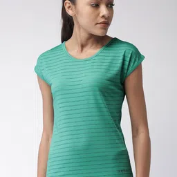 SEVEN by MS Dhoni Women Teal Green Self Design Round Neck T-shirt-picture-10