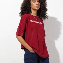 The Roadster Life Co. Graphic Printed Pure Cotton Oversized T-shirt image 4