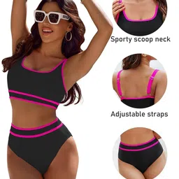 DUKE WOMEN'S Round Neck Sleeveless Swim Bikini Set-picture-14