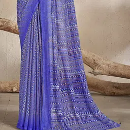 THE FASHION ATTIRE Geometric Printed Chiffon Patola Saree image 3