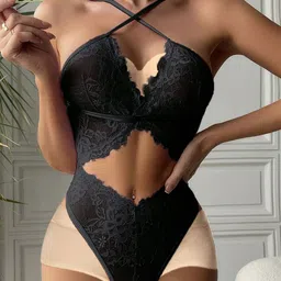 VAGHBHATT Self-Designed Lace Halter Neck Baby Doll-picture-33