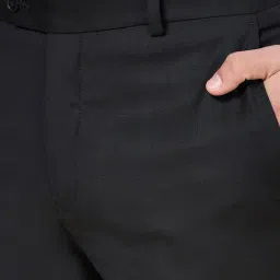 Peregrine by Pantaloons Black Slim Fit Self Pattern Trousers image 4