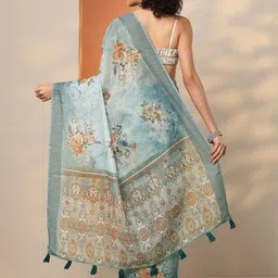 Libas Floral Silk Blend Designer Saree image 3