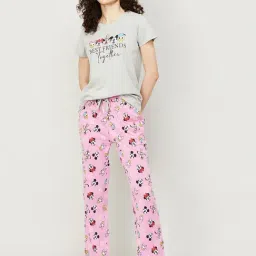 Ginger by Lifestyle Grey & Pink Printed T-Shirt With Pyjamas-image-27