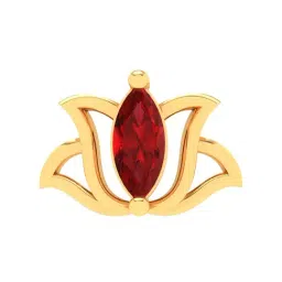 P.C. Chandra Jewellers 18k Gold Lotus Shaped Stud Red Stone Nosepin-image-52