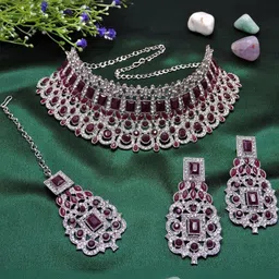 VATSALYA creation Women Maroon Jewellery Set-image-1