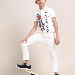 U.S. Polo Assn. Kids Brand Logo Printed Polo Collar Pure Cotton T-shirt-picture-48