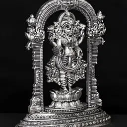 Exotic India Superfine Lakshmi Standing on Lotus with Kirtimukha Prabhavali Brass Statue image 3