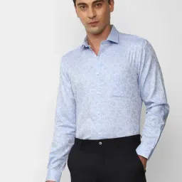 Peter England Sky Blue Regular Fit Printed Shirt-picture-14