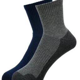 BALENZIA Cushioned Dark Grey & Navy Self Design High Ankle Sports/Gym Socks - Pack of 2-image-1