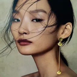 D MAK Gold-Plated Shell Contemporary Drop Earrings image 3