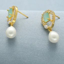 Sri Jagdamba Pearls White & Green Gamati Earrings for Women-picture-46