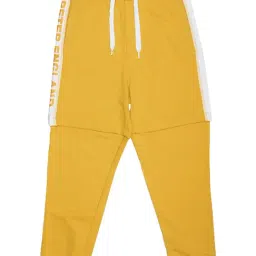 Peter England Kids Yellow Solid Trackpants-picture-26