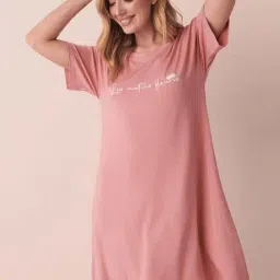 La Vie En Rose Pink Printed Sleep Tee-image-28