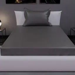 Stoa Paris Charcoal Grey 300 TC Polyester Single Fitted Sheet with 1 Pillow Cover-image-2
