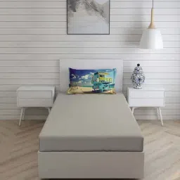 Boutique Living Globe Trotter Grey Cotton 200 TC Single Size Bed Sheet with Pillow Cover-image-64