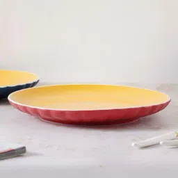 Nestasia Red & Yellow Premium Ceramic Dinner Plate with Textured Base, Microwaveable, 10-inch-image-31