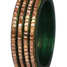 TAJ BRIDAL STORE Set Of 4 Kundan Studded Lac Rajasthani Bangles-image-62