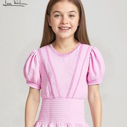 arias by lara dutta Arias Half Sleeves Cotton Double Gauze Top With Lace Detailing - Pink-picture-37