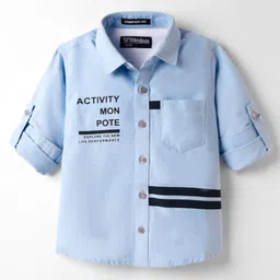 Rikidoos Full Sleeves Typography Printed Shirt - Blue-image-49
