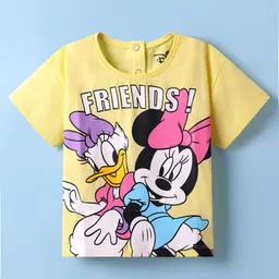 kookie kids india disney Kookie Kids Disney Single Jersey Knit Half Drop Shoulder Sleeves T-Shirt with Minnie Mouse & Friends Graphics - Yellow-picture-14