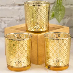 Voncasa Diwali Home Decoration Tealight Candle Votive Holders Pack Of 3 Pcs-picture-12