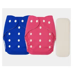 Sparkle Joy Free Size Reusable Cloth Diaper With Insert Pad 2 Pcs Diaper With 1 Pcs Insert Pad - Blue & Pink-picture-28