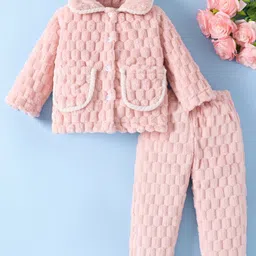 Mark & Mia Full Sleeves Winter Wear Night Suit With Textured Design - Pink-picture-22