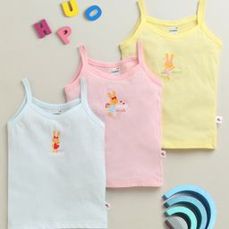 BUMZEE Cotton Sleeveless Slips with Bunny Print Pack of 3 - Yellow Pink & Light Blue-picture-26