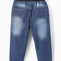 Babyhug Cotton Denim Full Length Washed Jeans with Stretch - Blue image 2