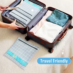 Kuber Industries Grey & Brown 24 Pieces Checked Cotton Saree Cover Organisers image 5