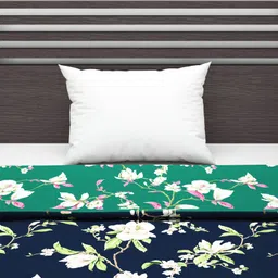Divine Casa Reversible 120 GSM Single Bed AC Dohar Floral Print - Navy Blue Green image 4