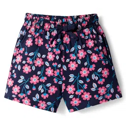 Pine Kids Single Jersey Knit Half Sleeves Shorts Co-Ord Night Suit Set With Floral Print - Navy Blue image 4