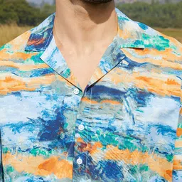 Campus Sutra Men Comfort Relaxed Fit Cuban Collar Abstract Printed Casual Shirt image 4