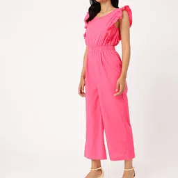DressBerry Whimsy Vibe Gathers Cut-Out Flutter Sleeves Basic Jumpsuit image 2